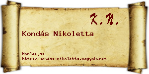 Kondás Nikoletta névjegykártya